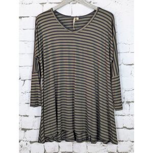 COMFY USA Lagenlook Striped Jersey Knit Tunic Casual Stretch Oversized Small